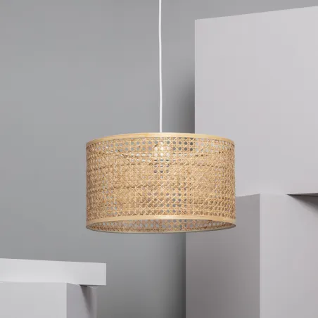 Suspension luminaire suspendu bois rotin culot e27