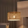 Suspension luminaire suspendu bois rotin culot e27