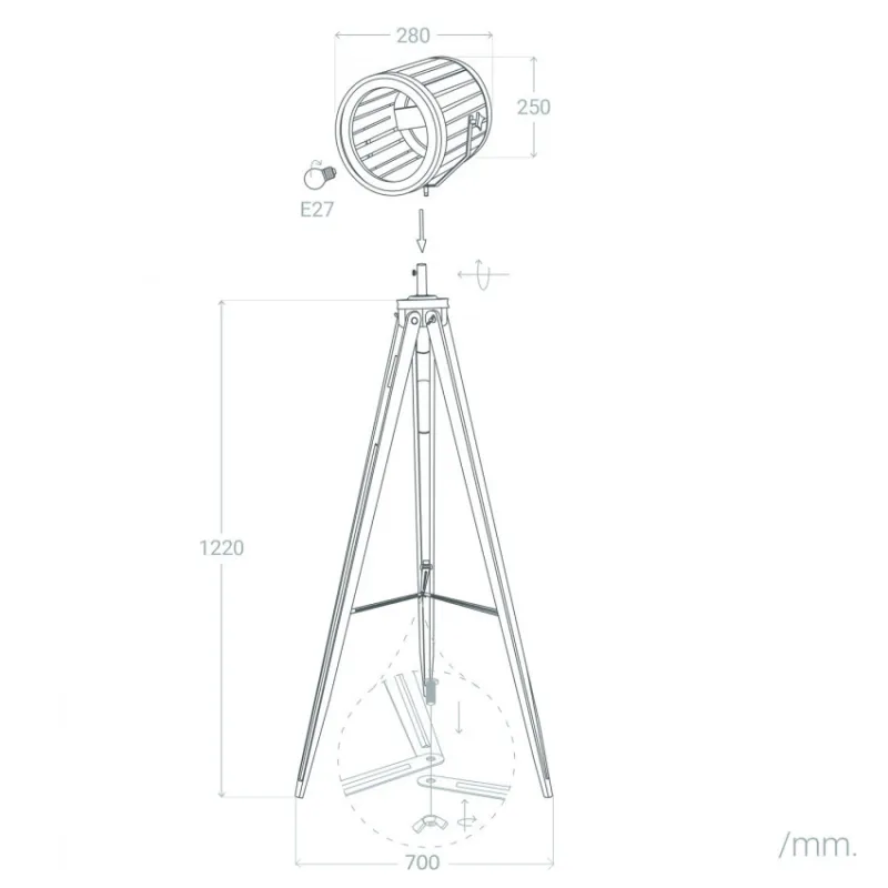 lampadaire sur pied bois 157 cm culot e27