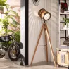 lampadaire sur pied bois 157 cm culot e27