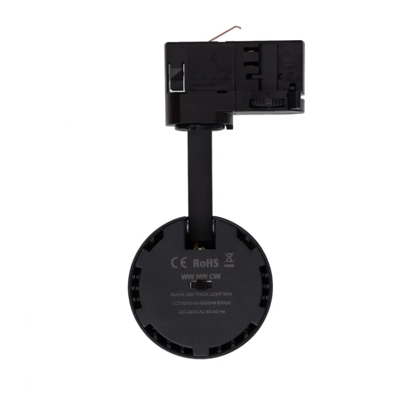 Projecteur led 30w noir-36°-cri 80-3000lm-cct-rail 3 allumages boutiques commerces