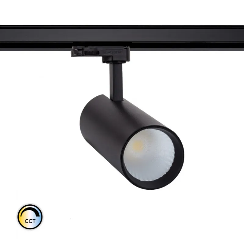 Projecteur led 30w noir-36°-cri 80-3000lm-cct-rail 3 allumages boutiques commerces
