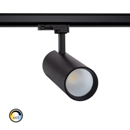 Projecteur led 30w noir-36°-cri 80-3000lm-cct-rail 3 allumages boutiques commerces