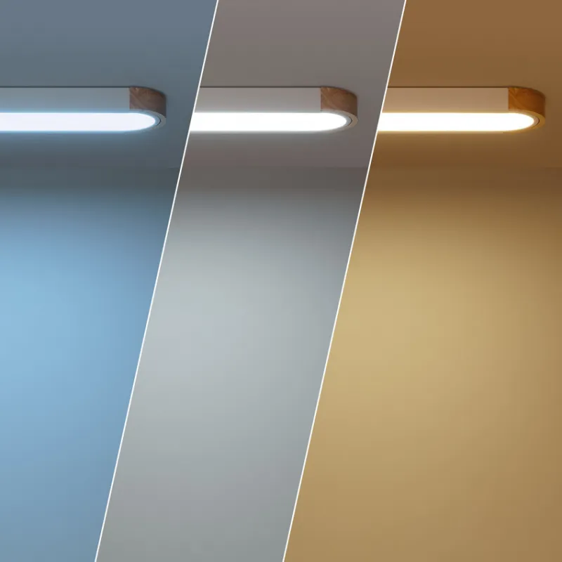 Plafonnier led 18w cct-40cm-3000k-4000k-6000k bois et métal blanc