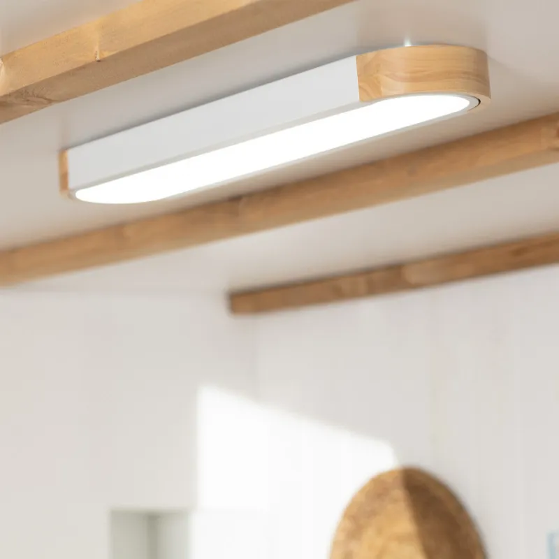 Plafonnier led 18w cct-40cm-3000k-4000k-6000k bois et métal blanc