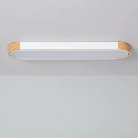 Plafonnier led 18w cct-40cm-3000k-4000k-6000k bois et métal blanc