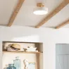 Plafonnier led 12w cct-23cm-3000k-4000k-6000k bois et métal blanc