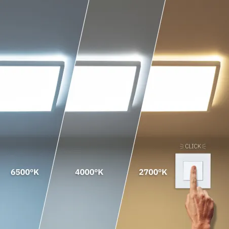 Plafonnier led 24w carré 42cm-cct 3 couleurs 3000k-4000k-6000k