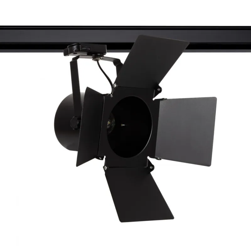 Projecteur a clapet pour ampoule e27 par30-rail 3 allumages noir boutiques commerces