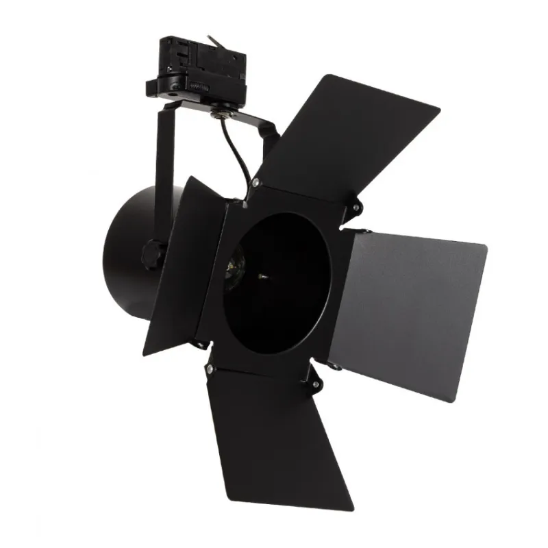 Projecteur a clapet pour ampoule e27 par30-rail 3 allumages noir boutiques commerces