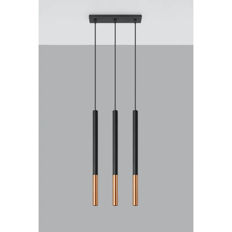 Suspension MOZAICA 3L noir/cuivre
