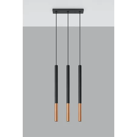 Suspension MOZAICA 3L noir/cuivre