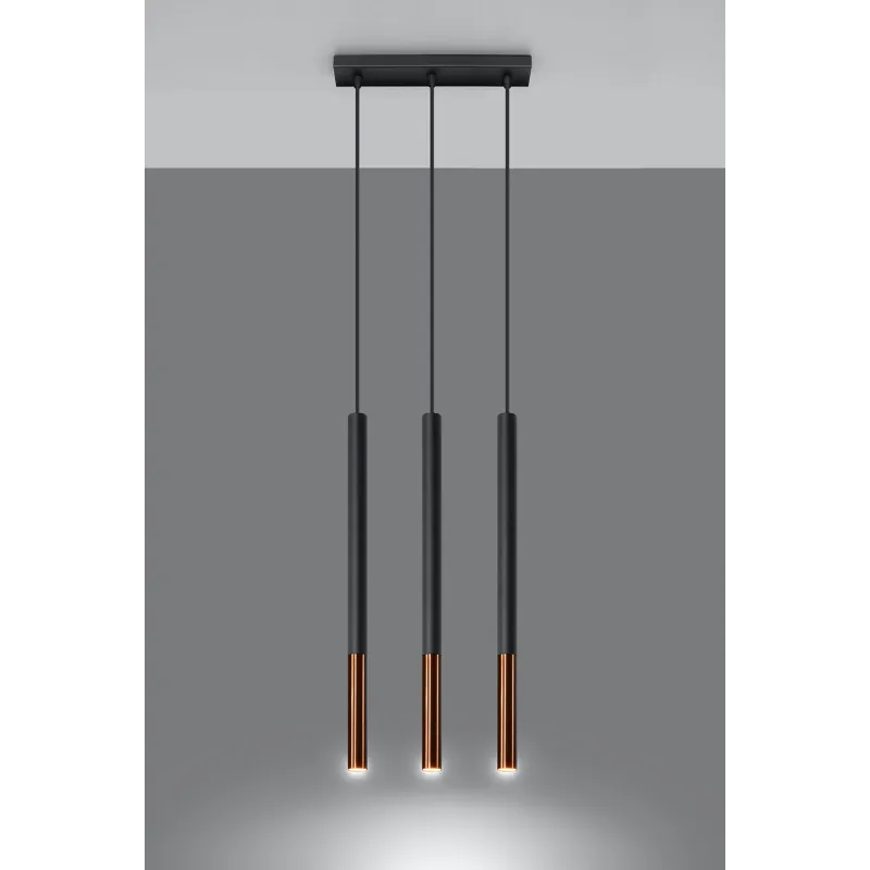 Suspension MOZAICA 3L noir/cuivre