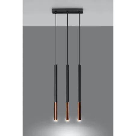 Suspension MOZAICA 3L noir/cuivre