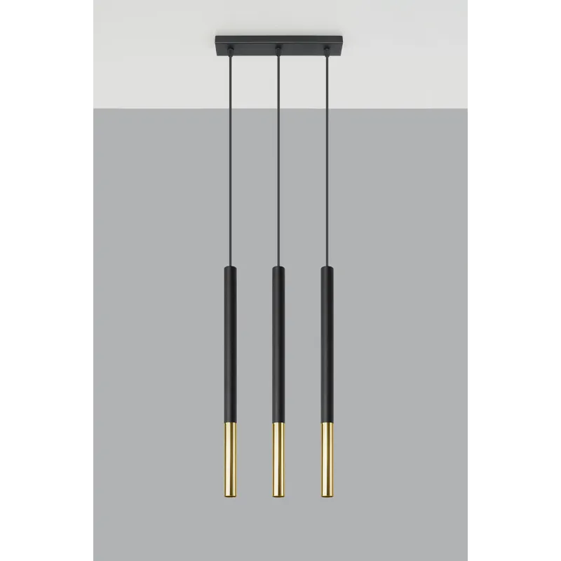 Suspension MOZAICA 3L noir/doré