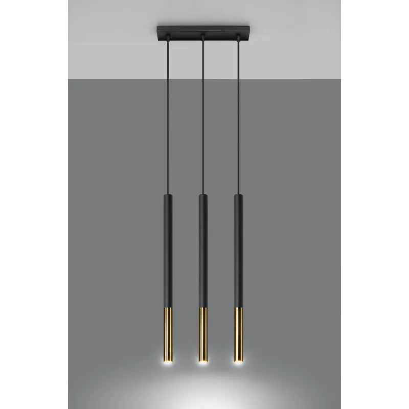 Suspension MOZAICA 3L noir/doré