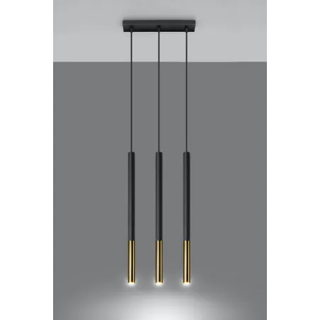 Suspension MOZAICA 3L noir/doré