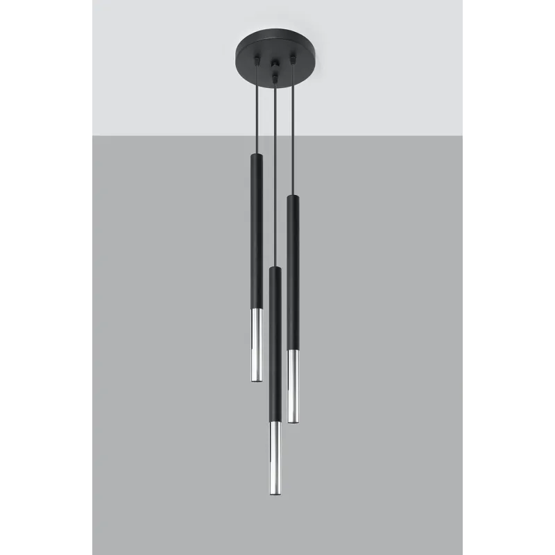 Suspension MOZAICA 3P  noir/chrome