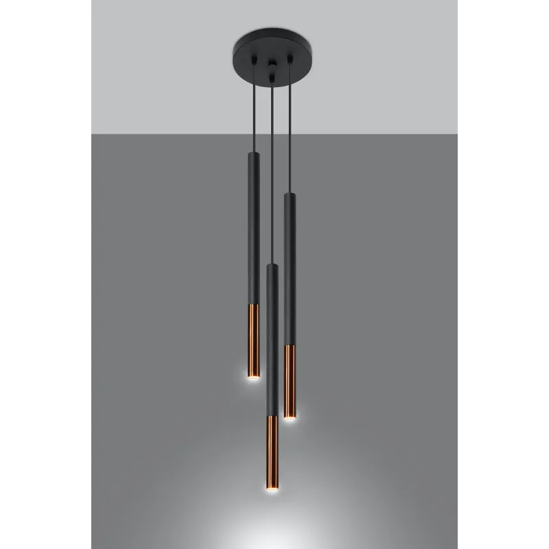 Suspension MOZAICA 3P noir/cuivre