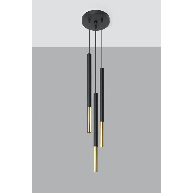 Suspension MOZAICA 3P noir/doré