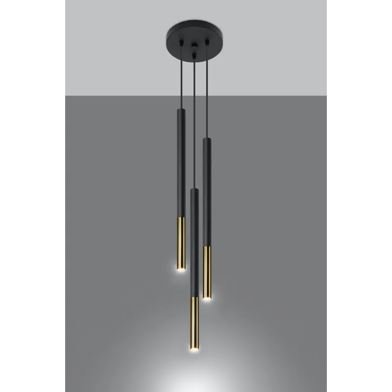 Suspension MOZAICA 3P noir/doré