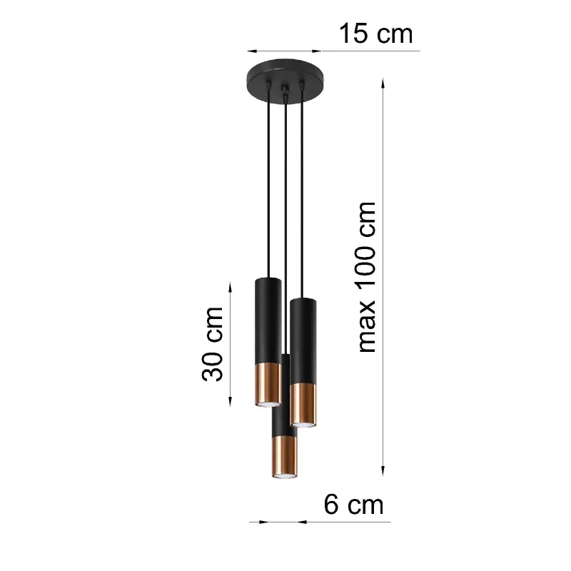 Suspension LOOPEZ 3P noir/cuivre
