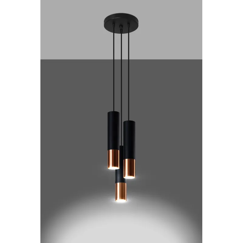 Suspension LOOPEZ 3P noir/cuivre