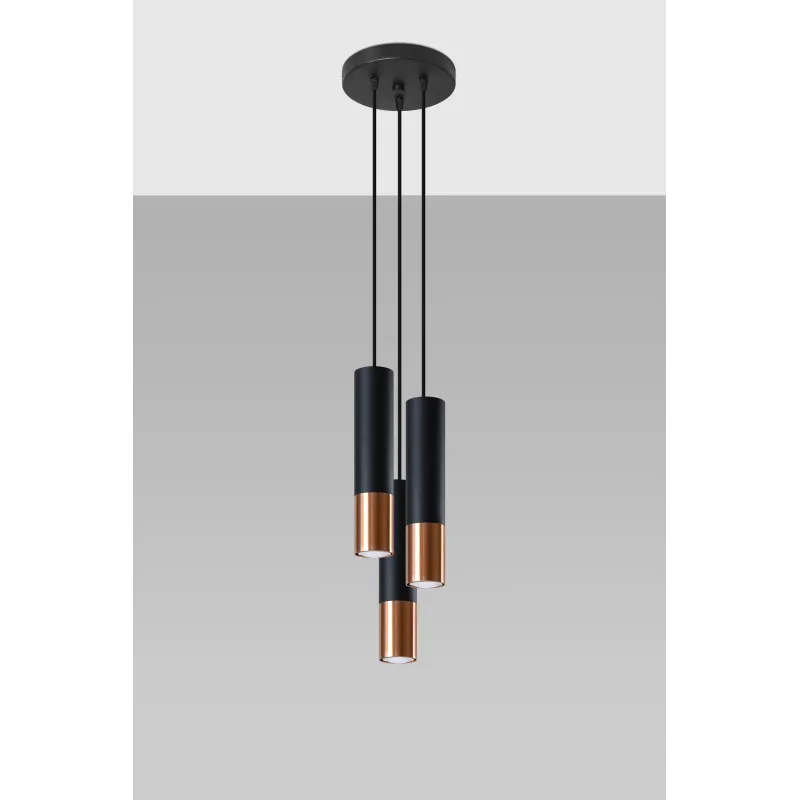 Suspension LOOPEZ 3P noir/cuivre