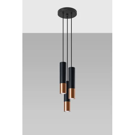 Suspension LOOPEZ 3P noir/cuivre