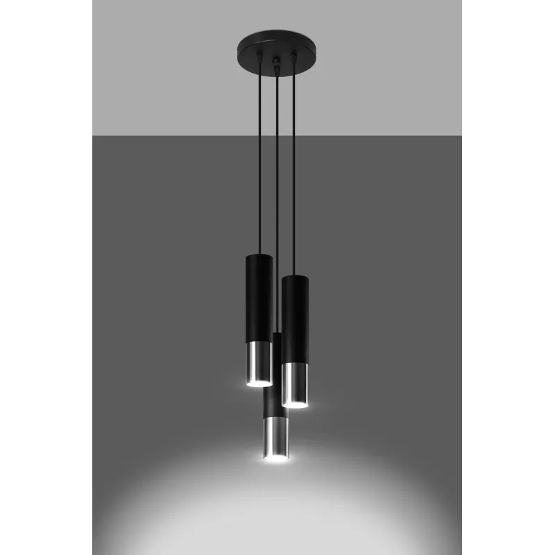 Suspension LOOPEZ 3P noir/chrome