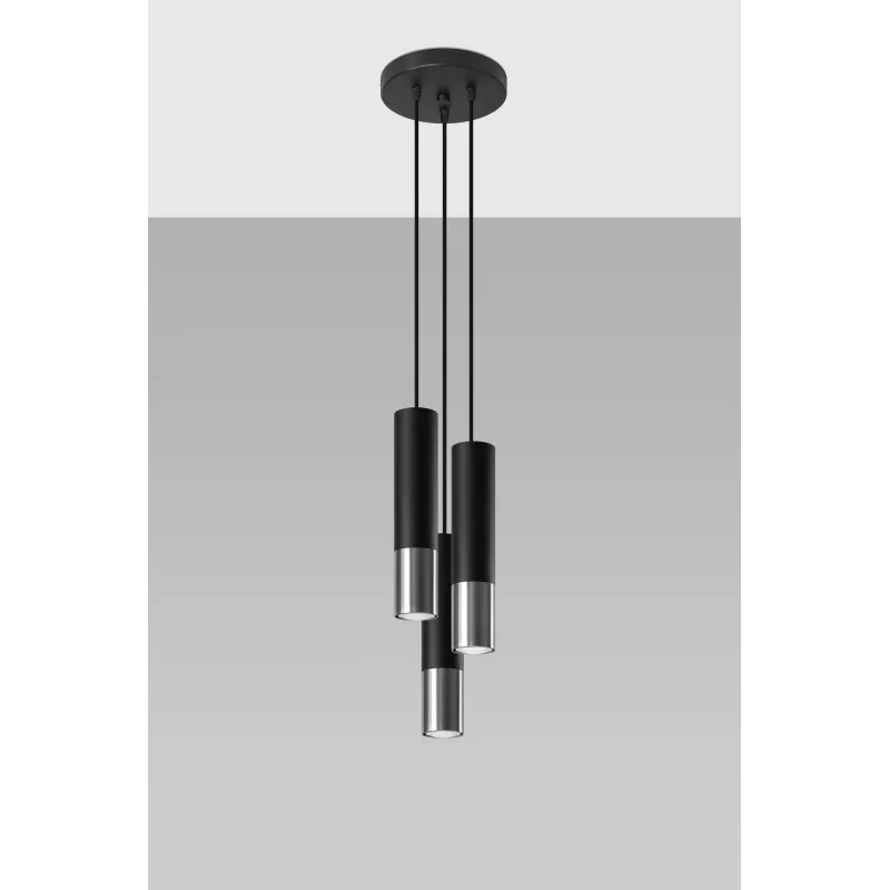 Suspension LOOPEZ 3P noir/chrome