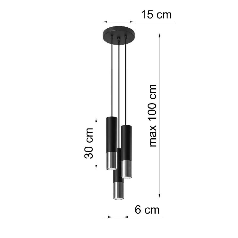 Suspension LOOPEZ 3P noir/chrome