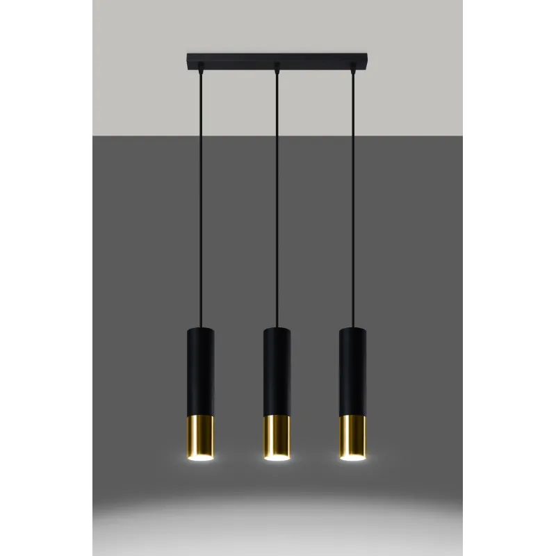 Suspension LOOPEZ 3L noir/doré