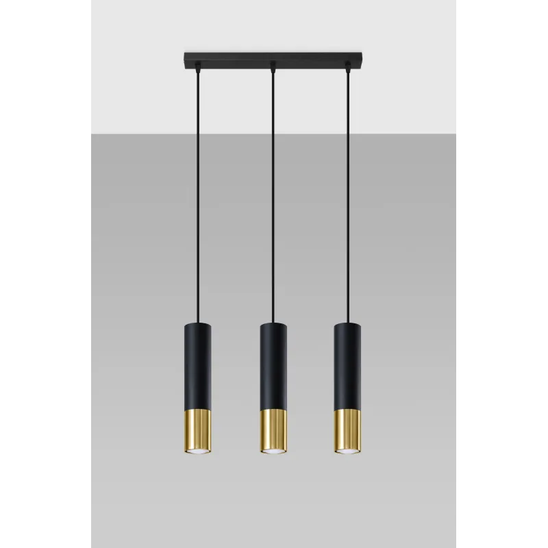 Suspension LOOPEZ 3L noir/doré