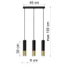 Suspension LOOPEZ 3L noir/doré