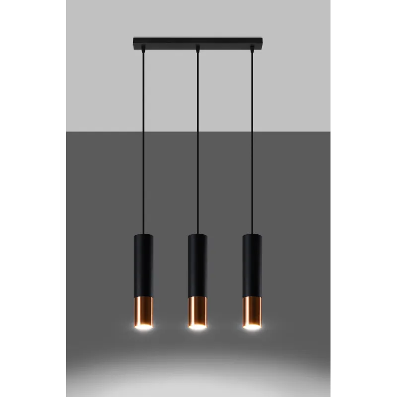 Suspension LOOPEZ 3L noir/cuivre