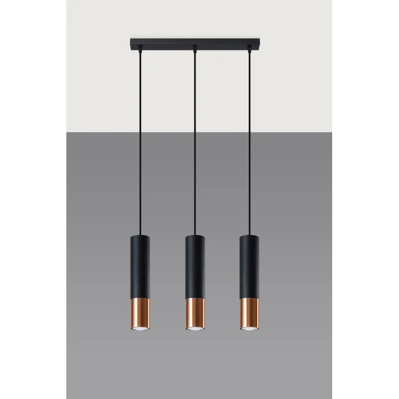 Suspension LOOPEZ 3L noir/cuivre