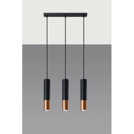 Suspension LOOPEZ 3L noir/cuivre
