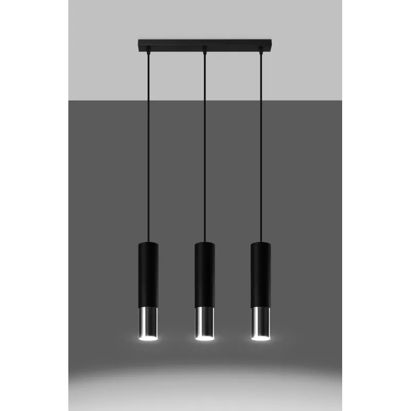 Suspension LOOPEZ 3L noir/chrome