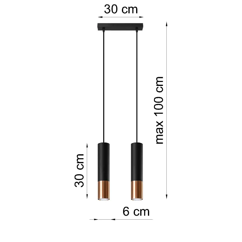 Suspension LOOPEZ 2 noir/cuivre