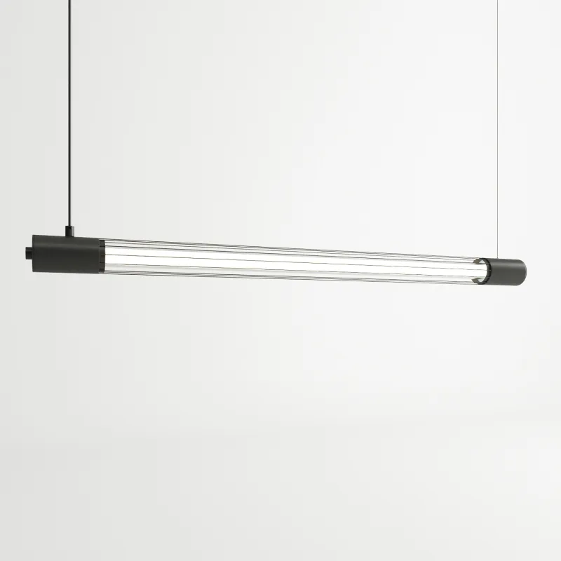 Suspension VALO noir tube retro réglette 105cm 14w 3000k
