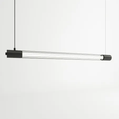 Suspension VALO noir tube retro réglette 105cm 14w 3000k