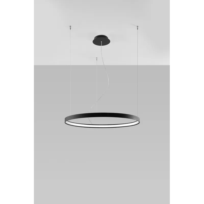 Suspension cercle chandelier RIO 78 noir 4000K