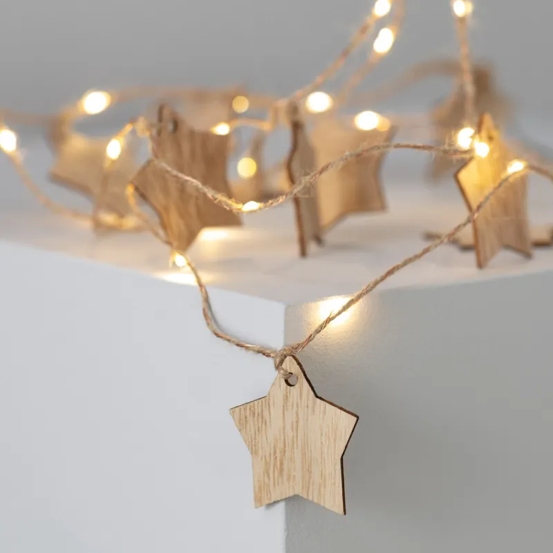 Guirlande led a piles décoration fêtes 2.2m etoile bois