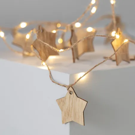 Guirlande led a piles décoration fêtes 2.2m etoile bois