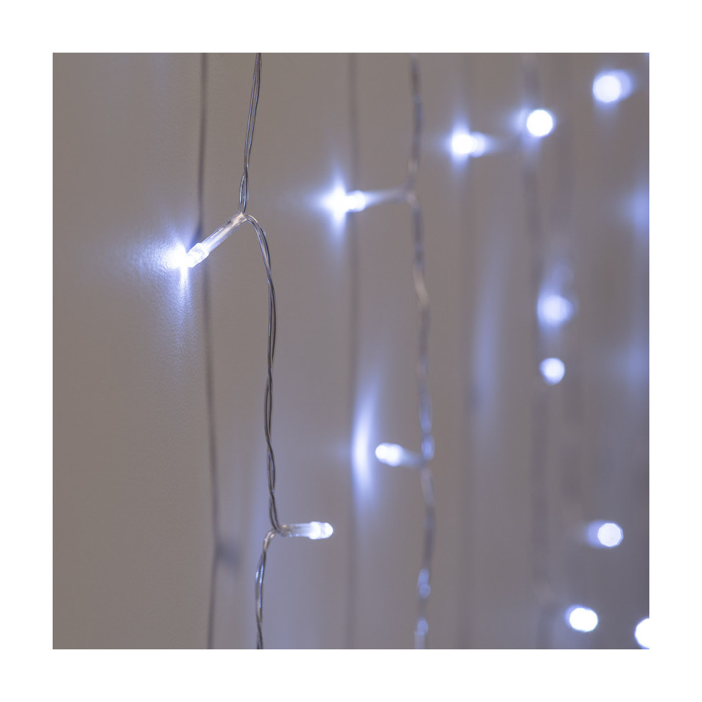 Guirlande rideau a piles 1x1.65m ip44 lumineuse led décoration blanc froid 6000k