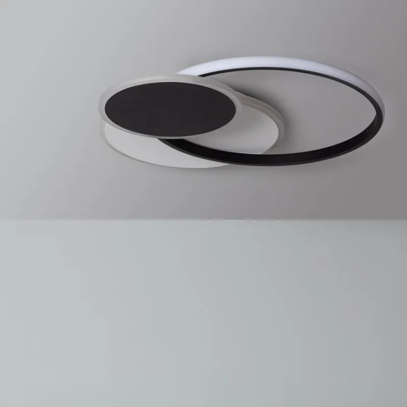 Plafonnier applique led 38w-525mm-cercle métal noir