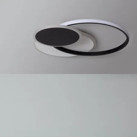 Plafonnier applique led 38w-525mm-cercle métal noir
