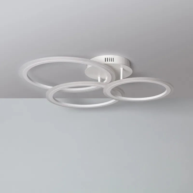 Plafonnier applique led 38w-66cm-cercle métal blanc