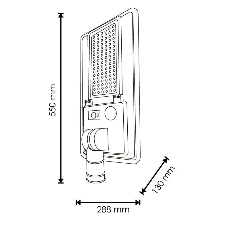 Tête lampadaire solaire candélabre projecteur led 100w-7000 lumens détecteur crépusculaire et mouvement